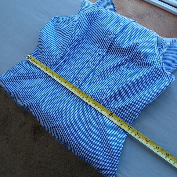 Parker Lauralie Combo Dress size 4 blue stripes halter fit & flare cotton lined - Picture 9 of 14